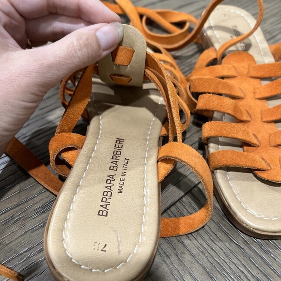 Barbara Barbieri Shoes Women 7.5 Orange Strappy Sandals - Picture 7 of 8